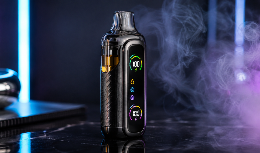 Lost Mary VIZ 55K disposable vape with 360-degree LED display and transparent e-liquid window