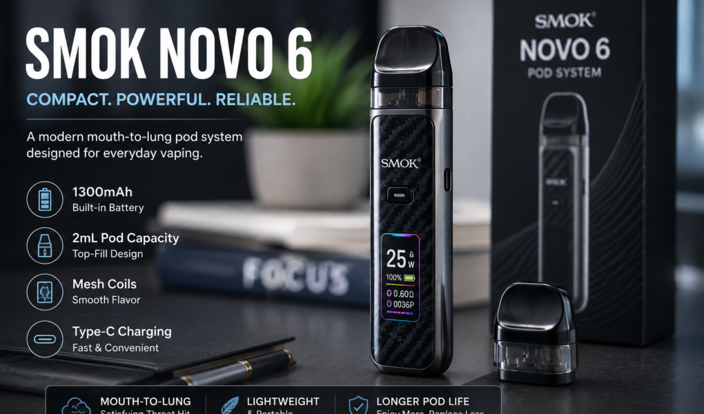 SMOK Novo 6 pod system for an informational electronic cigarette article